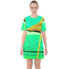 Pop Art Beach Umbrella  Sixties Short Sleeve Mini Dress by essentialimage