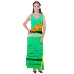 Pop Art Beach Umbrella  Sleeveless Velour Maxi Dress by essentialimage