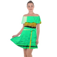 Pop Art Beach Umbrella  Off Shoulder Velour Dress by essentialimage