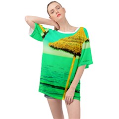 Pop Art Beach Umbrella  Oversized Chiffon Top by essentialimage