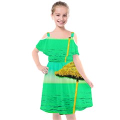 Pop Art Beach Umbrella  Kids  Cut Out Shoulders Chiffon Dress by essentialimage