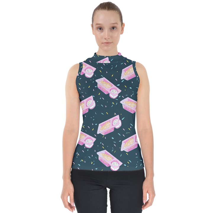 Dunkaroos Funfetti Print Dark Blue 1 Mock Neck Shell Top