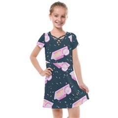 Dunkaroos Funfetti Print Dark Blue 1 Kids  Cross Web Dress