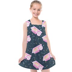 Dunkaroos Funfetti Print Dark Blue 1 Kids  Cross Back Dress