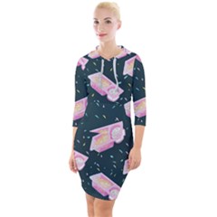 Dunkaroos Funfetti Print Dark Blue 1 Quarter Sleeve Hood Bodycon Dress by elizabethjonesstyling