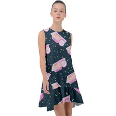 Dunkaroos Funfetti Print Dark Blue 1 Frill Swing Dress