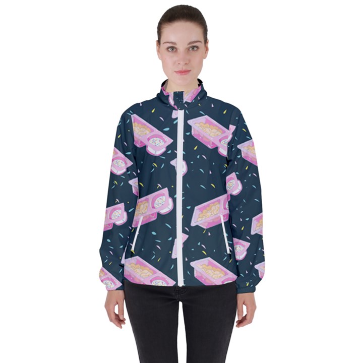 Dunkaroos Funfetti Print Dark Blue 1 Women s High Neck Windbreaker