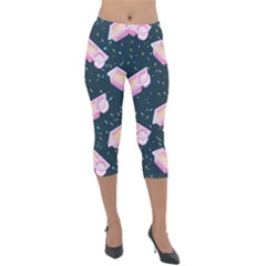 Dunkaroos Funfetti Print Dark Blue 1 Lightweight Velour Capri Leggings  by elizabethjonesstyling