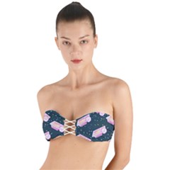 Dunkaroos Funfetti Print Dark Blue 1 Twist Bandeau Bikini Top