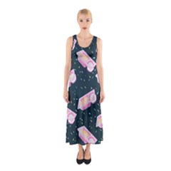 Dunkaroos Funfetti Print Dark Blue 1 Sleeveless Maxi Dress by elizabethjonesstyling