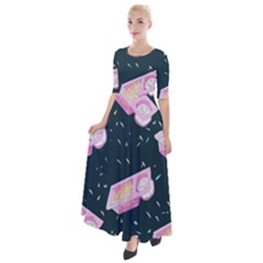 Dunkaroos Funfetti Print Dark Blue 1 Half Sleeves Maxi Dress by elizabethjonesstyling