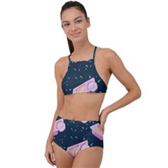 Dunkaroos Funfetti Print Dark Blue 1 High Waist Tankini Set by elizabethjonesstyling