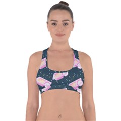 Dunkaroos Funfetti Print Dark Blue 1 Cross Back Hipster Bikini Top 