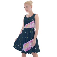 Dunkaroos Funfetti Print Dark Blue 1 Knee Length Skater Dress