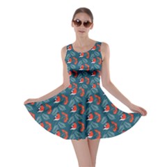 Bullfinch Bird Blue Skater Dress