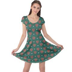 Bird And Heart Shaped Rose Green Cap Sleeve Dress by trulycreative