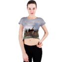 George Washington crossing of the Delaware River Continental Army 1776 American Revolutionary War ORIGINAL PAINTING Crew Neck Crop Top View1