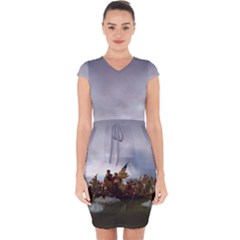 George Washington Crossing Of The Delaware River Continental Army 1776 American Revolutionary War Original Painting Capsleeve Drawstring Dress  by snek