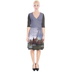 George Washington Crossing Of The Delaware River Continental Army 1776 American Revolutionary War Original Painting Wrap Up Cocktail Dress by snek