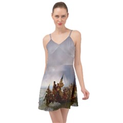 George Washington Crossing Of The Delaware River Continental Army 1776 American Revolutionary War Original Painting Summer Time Chiffon Dress by snek