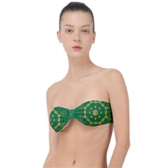 Fauna Bloom Mandalas On Bohemian Green Leaves Classic Bandeau Bikini Top  by pepitasart