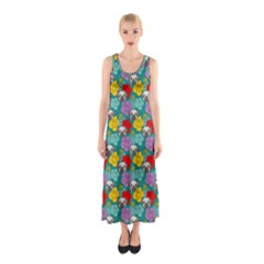 Cute Pug Dog And Flower Sleeveless Maxi Dress by trulycreative