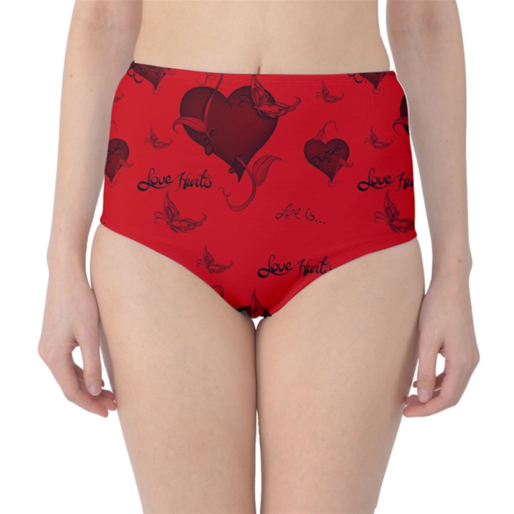 Wonderful Pattern Of Hearts Classic High-Waist Bikini Bottoms