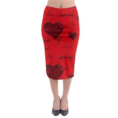 Wonderful Pattern Of Hearts Midi Pencil Skirt by FantasyWorld7