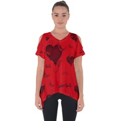 Wonderful Pattern Of Hearts Cut Out Side Drop Tee by FantasyWorld7