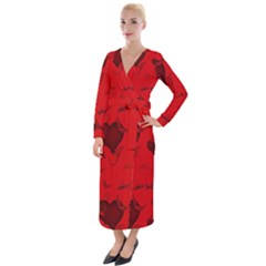 Wonderful Pattern Of Hearts Velvet Maxi Wrap Dress by FantasyWorld7