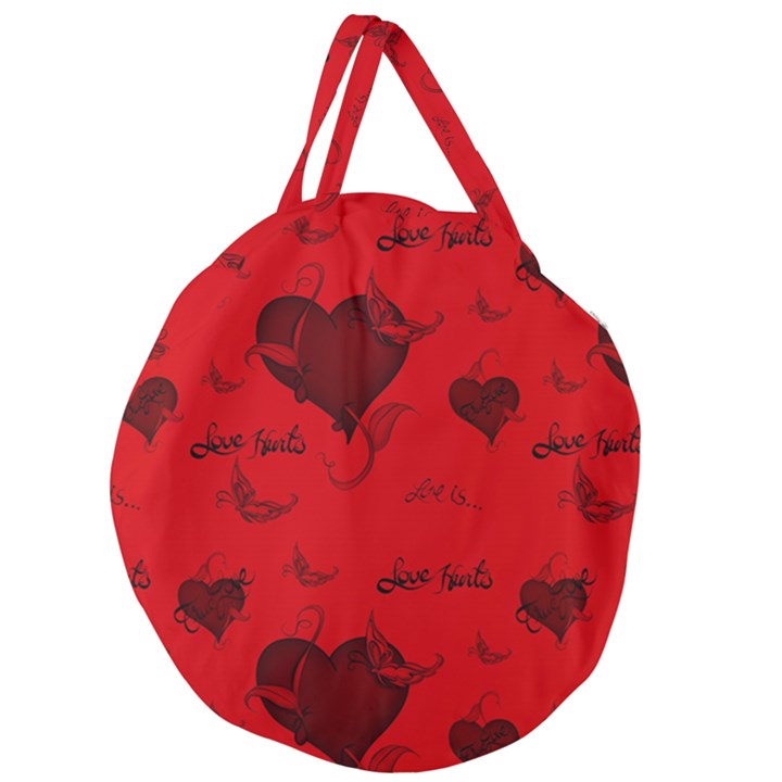 Wonderful Pattern Of Hearts Giant Round Zipper Tote