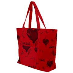 Wonderful Pattern Of Hearts Zip Up Canvas Bag by FantasyWorld7