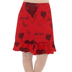 Wonderful Pattern Of Hearts Fishtail Chiffon Skirt by FantasyWorld7