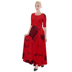 Wonderful Pattern Of Hearts Half Sleeves Maxi Dress by FantasyWorld7