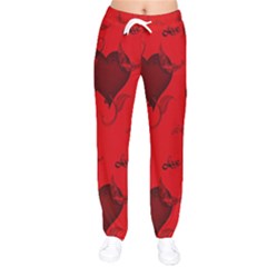 Wonderful Pattern Of Hearts Women Velvet Drawstring Pants