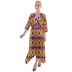 Ab 52 Quarter Sleeve Wrap Front Maxi Dress