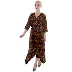 Ab 53 Quarter Sleeve Wrap Front Maxi Dress