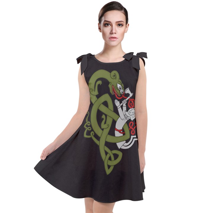 Pepe the Frog Rare Celtic Viking Norse Dragon pattern Deus Vult medieval wojak Crusader Tie Up Tunic Dress