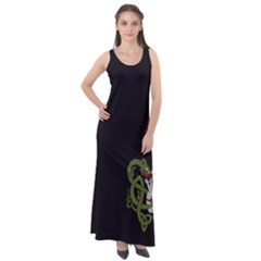 Pepe The Frog Rare Celtic Viking Norse Dragon Pattern Deus Vult Medieval Wojak Crusader Sleeveless Velour Maxi Dress by snek