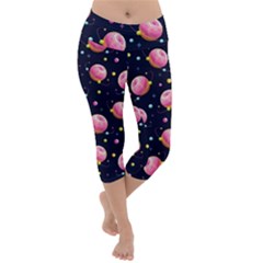 Yummy Doughnut Lightweight Velour Capri Yoga Leggings by trulycreative