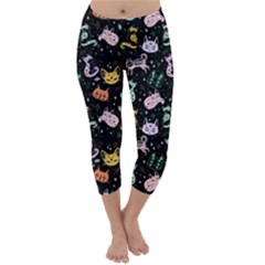 Funny Witch Cat Capri Winter Leggings 