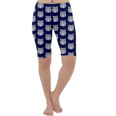 Cute Cat Face Blue Cropped Leggings  by trulycreative