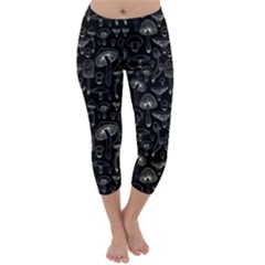 Cute Mushroom Black Capri Winter Leggings  by trulycreative