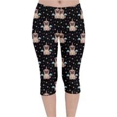 Funny Pug Dog Unicorn Velvet Capri Leggings  by trulycreative