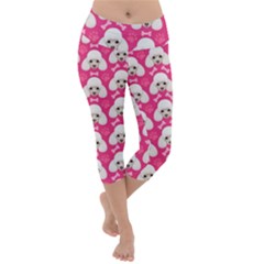 Adorable Poodle Dog Face Lightweight Velour Capri Yoga Leggings by trulycreative