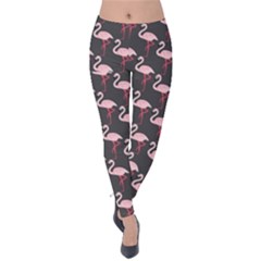 Cute Flamingo Gray Velvet Leggings