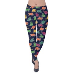 Cute Colorful Cartoon Raccoon Velvet Leggings by trulycreative