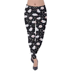 Cute Cartoon Sheep Black Velvet Leggings