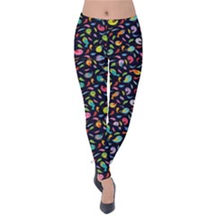 Cute Cartoon Birds Blue Velvet Leggings