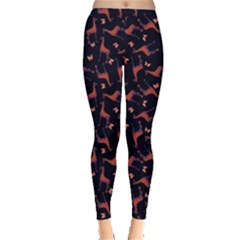 Cute African Giraffe Blue Leggings 